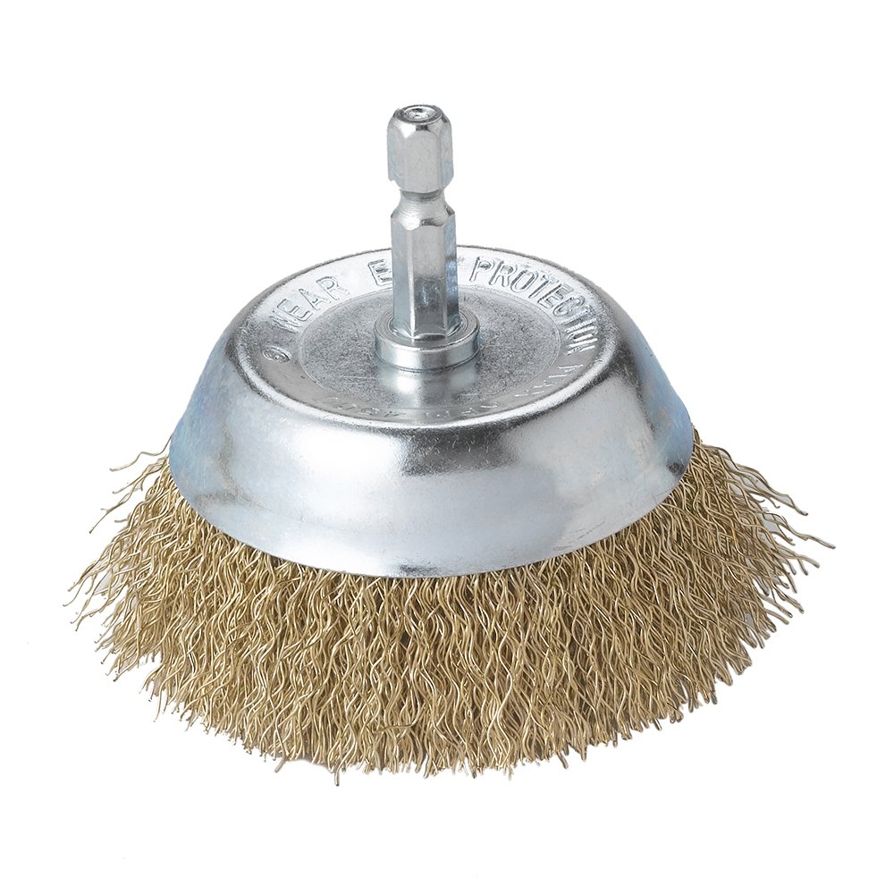 Mercer Industries 193130B - 3" x 1/4" Shank Crimped Cup Brushes, .012 Brass Coated Steel Wire (20 pack)