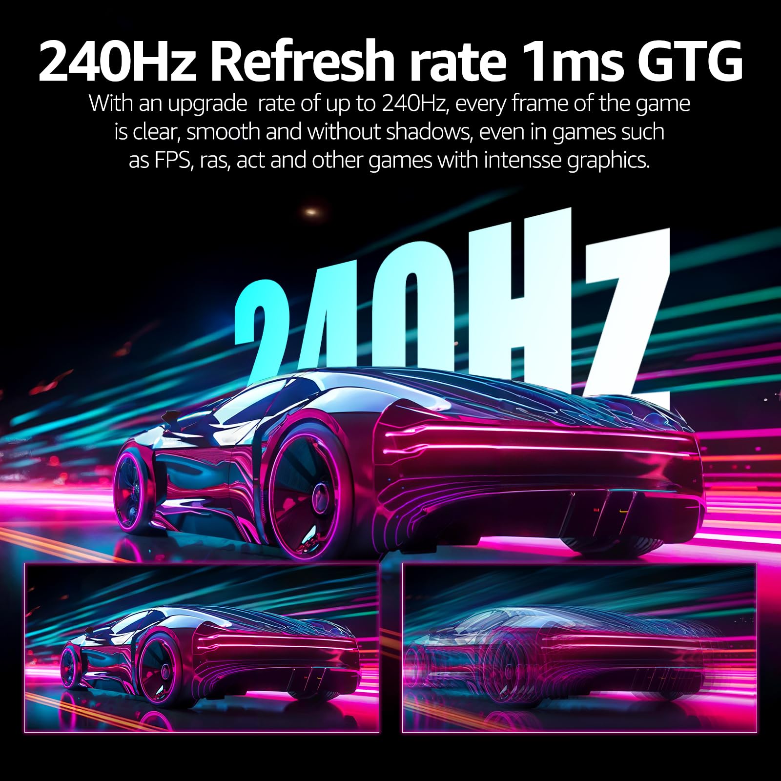 Gawfolk - Monitor da gaming da 32", 240Hz, schermo curvo per PC, Full HD 1080P, 1800R, senza cornice con FreeSync e Tecnologia Eye Care, supporta VESA