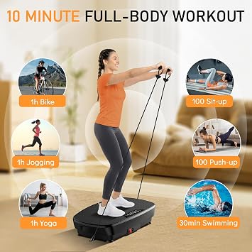 Vibration Plate Exercise Machine, 400 Lbs Capacity Vibration Plate for Lymphatic Drainage & Fitness, 250 Adjustable Speeds with Resistance Bands Muscle Activation for Home Women Men