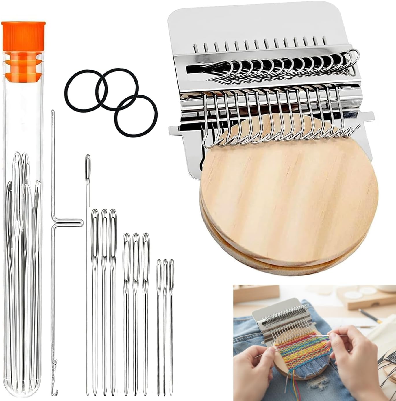 2026 New Knit Patch Kit-PatchMaker 2.0 Kit, Portable Patch Darning Loom Kit, Patchwork Weaving Tool Set for Quickly Sewing Repair, Loom Knitting Kit for Beginners (14 Hooks)