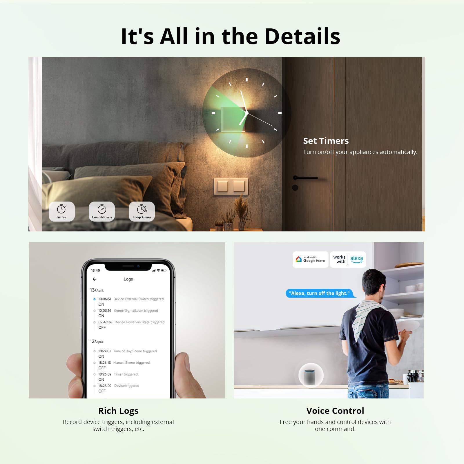 SONOFF Matter smart switch, Wifi Mini DIY module, fonctionne avec Alexa et Google Home, 2 PACK, nécessite un fil neutre