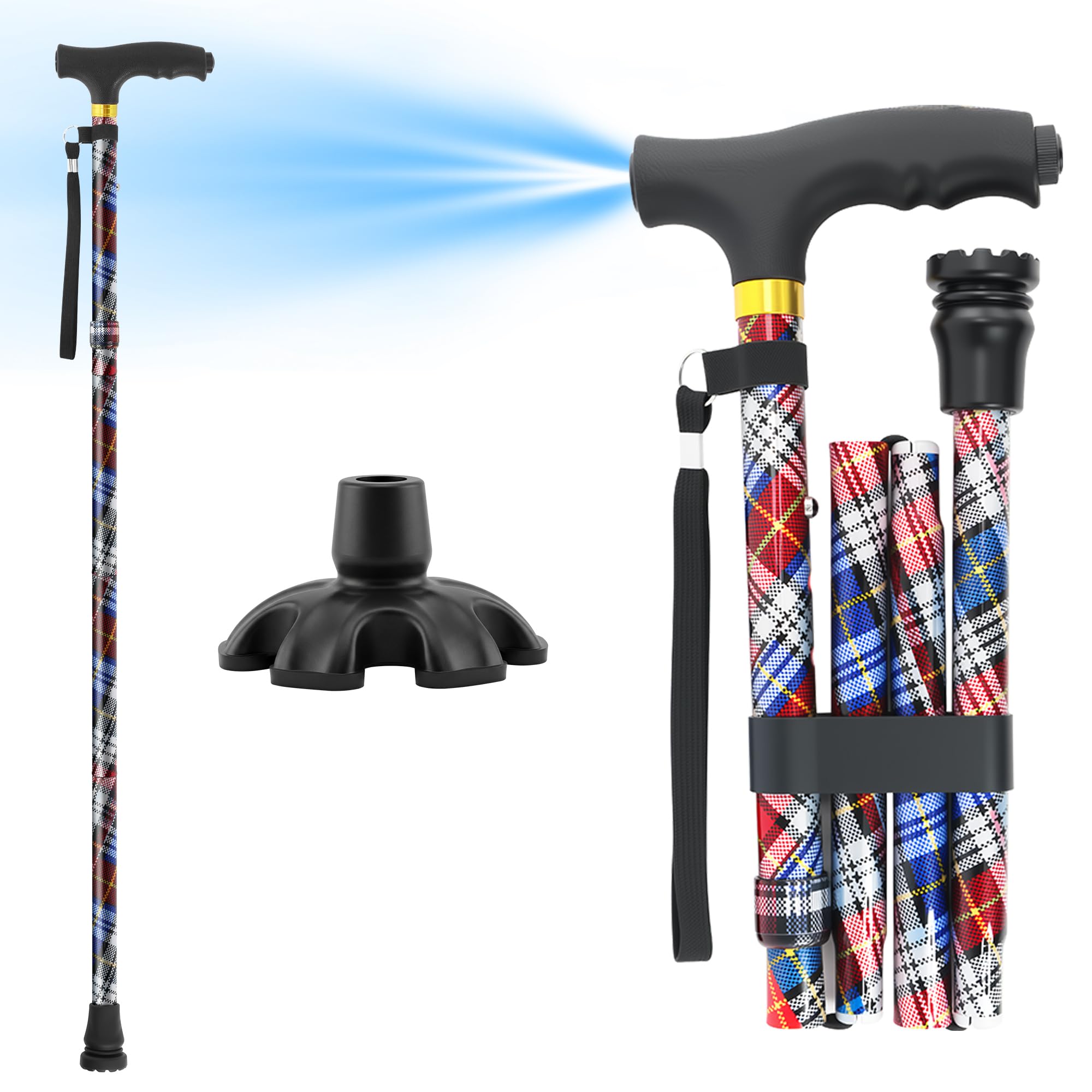 Walking Cane LIXIANG Cane for Man/Woman | Mobility &amp; Daily Living Aids | 5-Level Height Adjustable Walking Stick | Comfortable Plastic T-Handle Portable Walking Stick Folding Cane