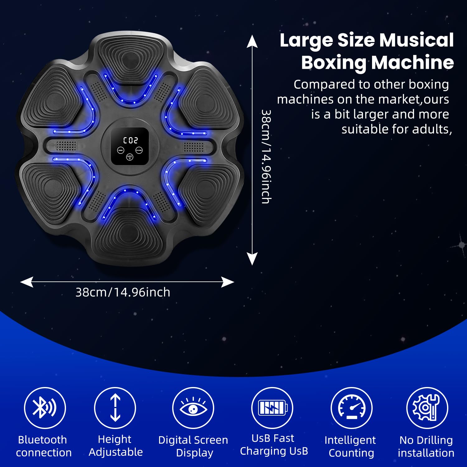 Maquina De Boxeo Musical, Music Boxing Machine, Boxeo Pared con Luz, Music Boxing, Regalo De Boxeo para NiñOs Y Adultos,Bluetooth, con Guantes De Boxeo