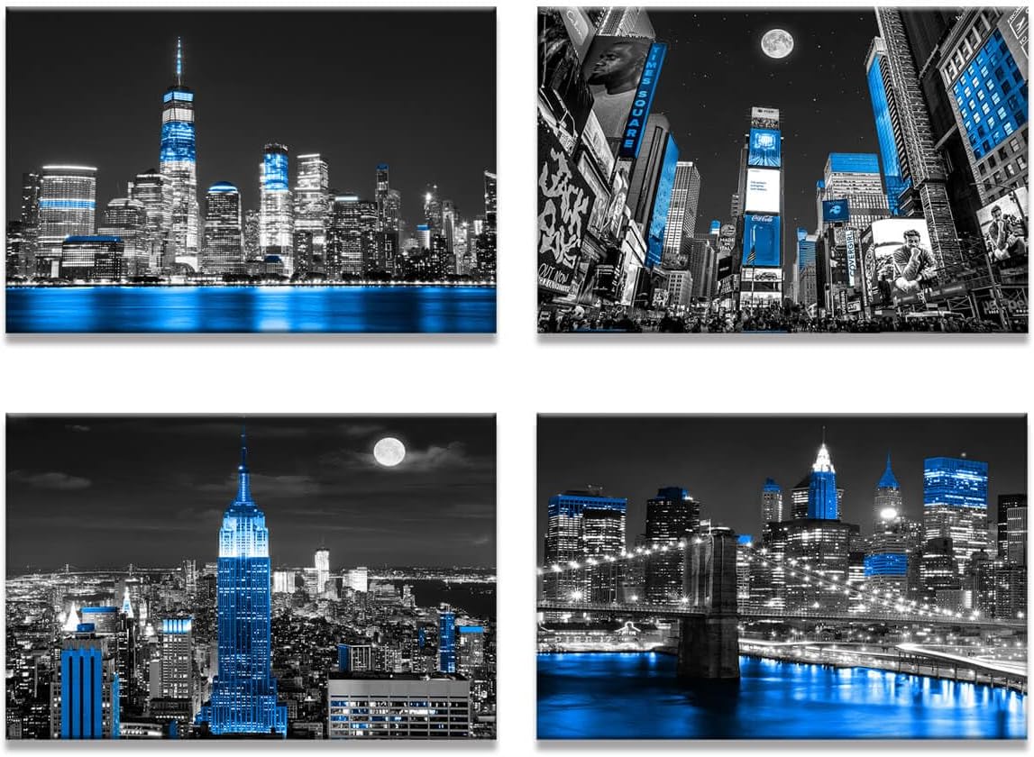 Modern Wall Art Manhattan Paintings for Wall Black and