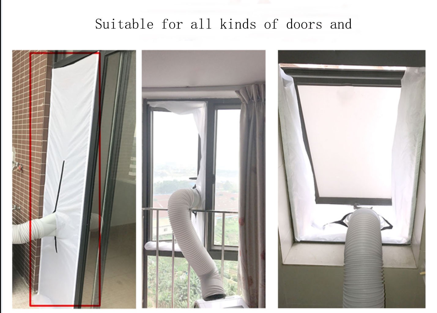 G&M only AirLock - Sello de ventana AirLock de 210 x 45 cm para aire acondicionado móvil y secadores de escape, tope de aire caliente, se puede utilizar en puertas y ventanas