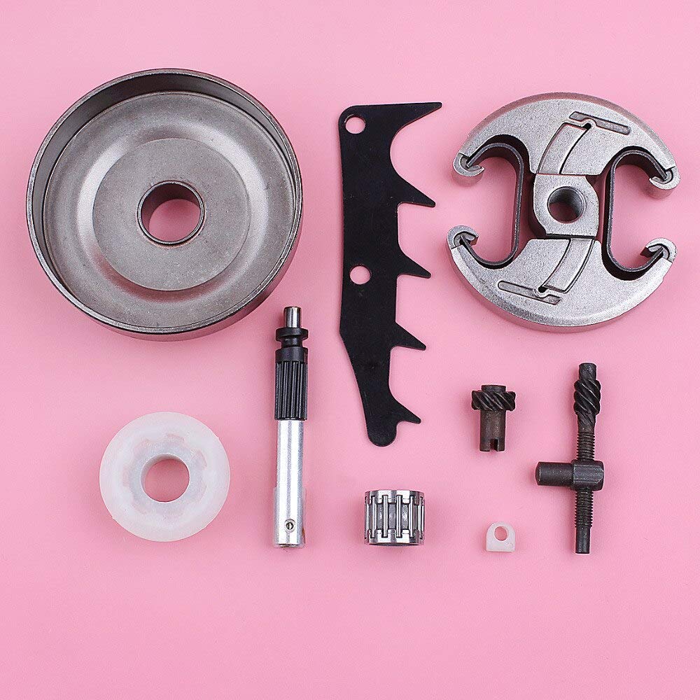 Accesorios Tambor de embrague de cadena 325 7T para compatible con Husqvarna 445 450, tensor de ajuste, bomba de aceite, engranaje helicoidal, motosierra para perros, pieza de repuesto
