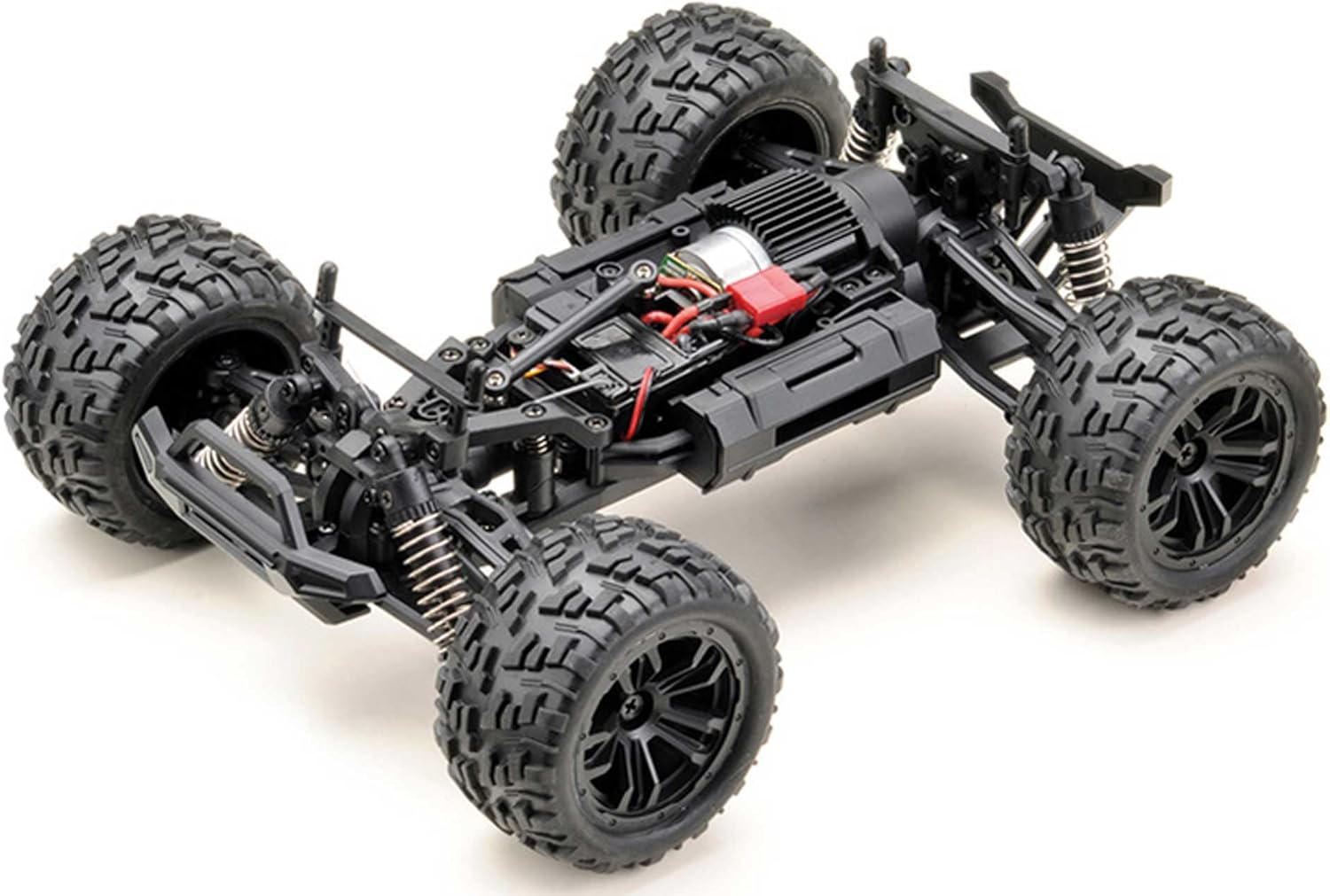 Van onder na onder view of the Absima RC truck chassis with body removed