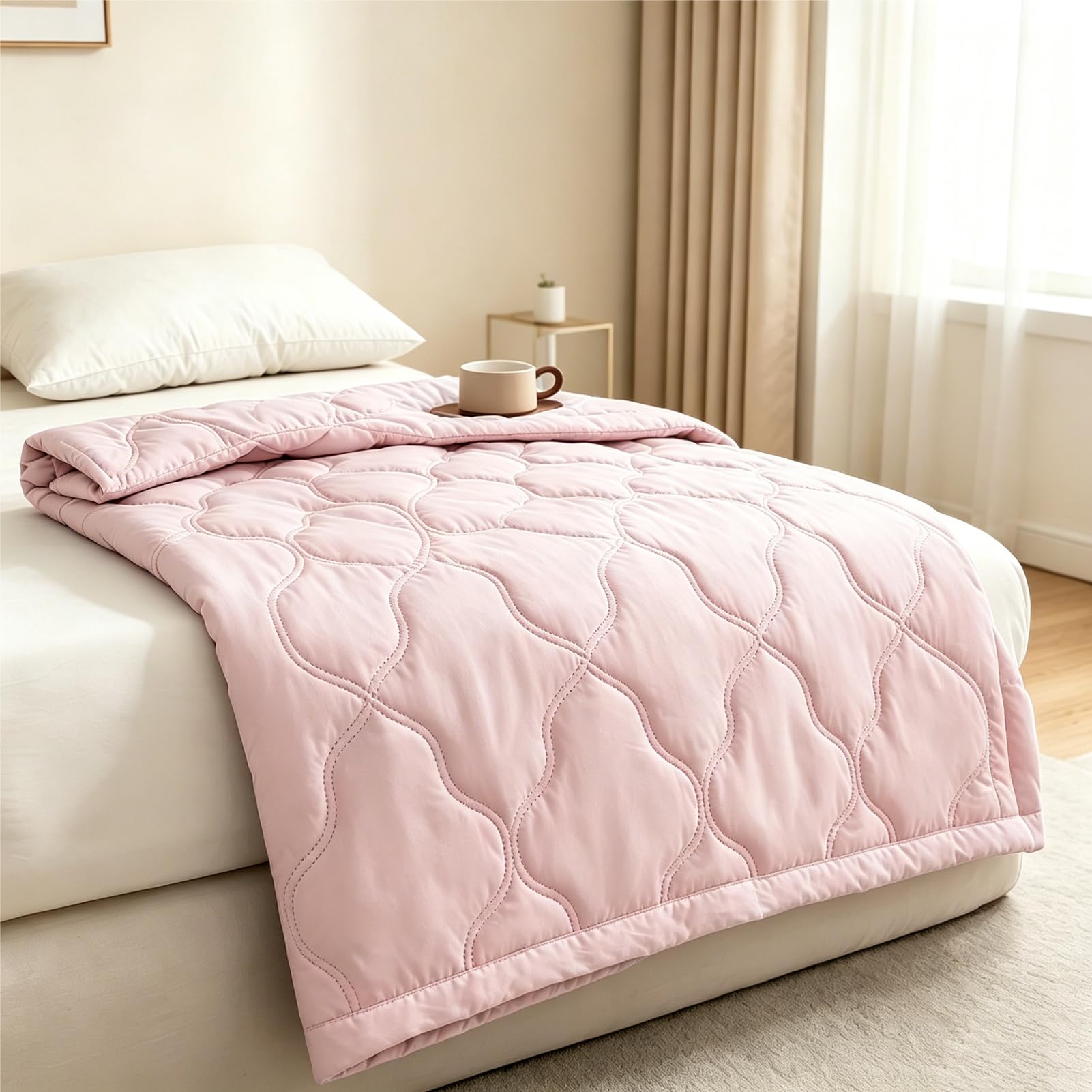 Shienus Cooling Blanket for Night Sweats, 100 x150cm Breathable Lightweight Ice Blanket for Summer Hot Sleepers and Night Sweat Cooler for Office Travel Bed (Pink)