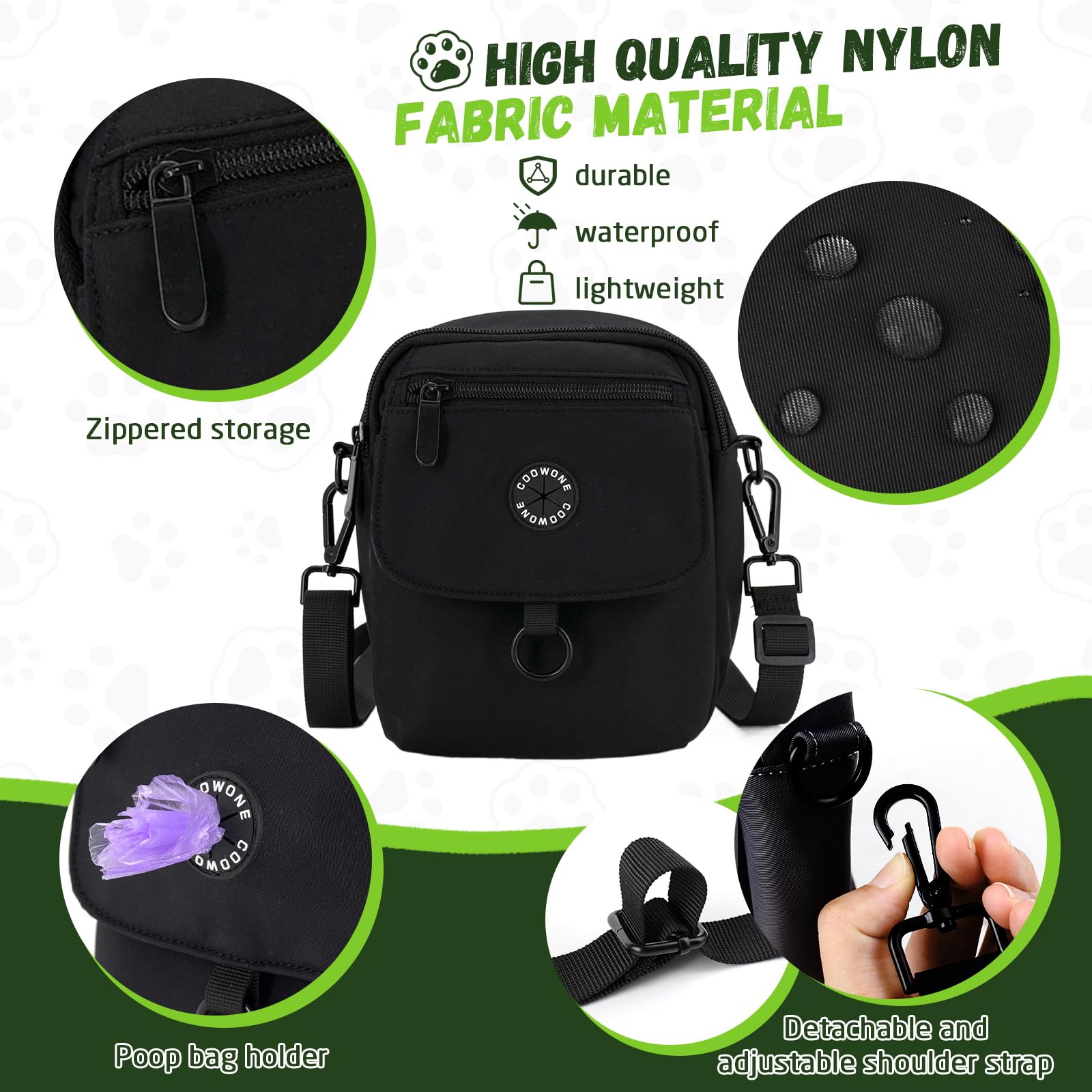 wasserdichte Hundeleckerli-Tasche, Hohes Volumen Hundespaziergang Tasche,Kompakt und leicht Leckerli-Tasche für Hunde, Hundetasche mit Poop Bag Dispenser, Crossbody Bag für Hundetraining
