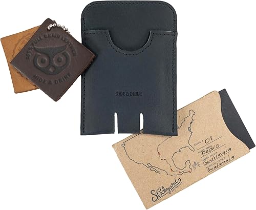 Miniatura 7 de Hide & Drink, Tarjetero de negocios, organizador de efectivo minimalista hecho a mano de cuero de grano completo, Negro (Charcoal Black), Classic