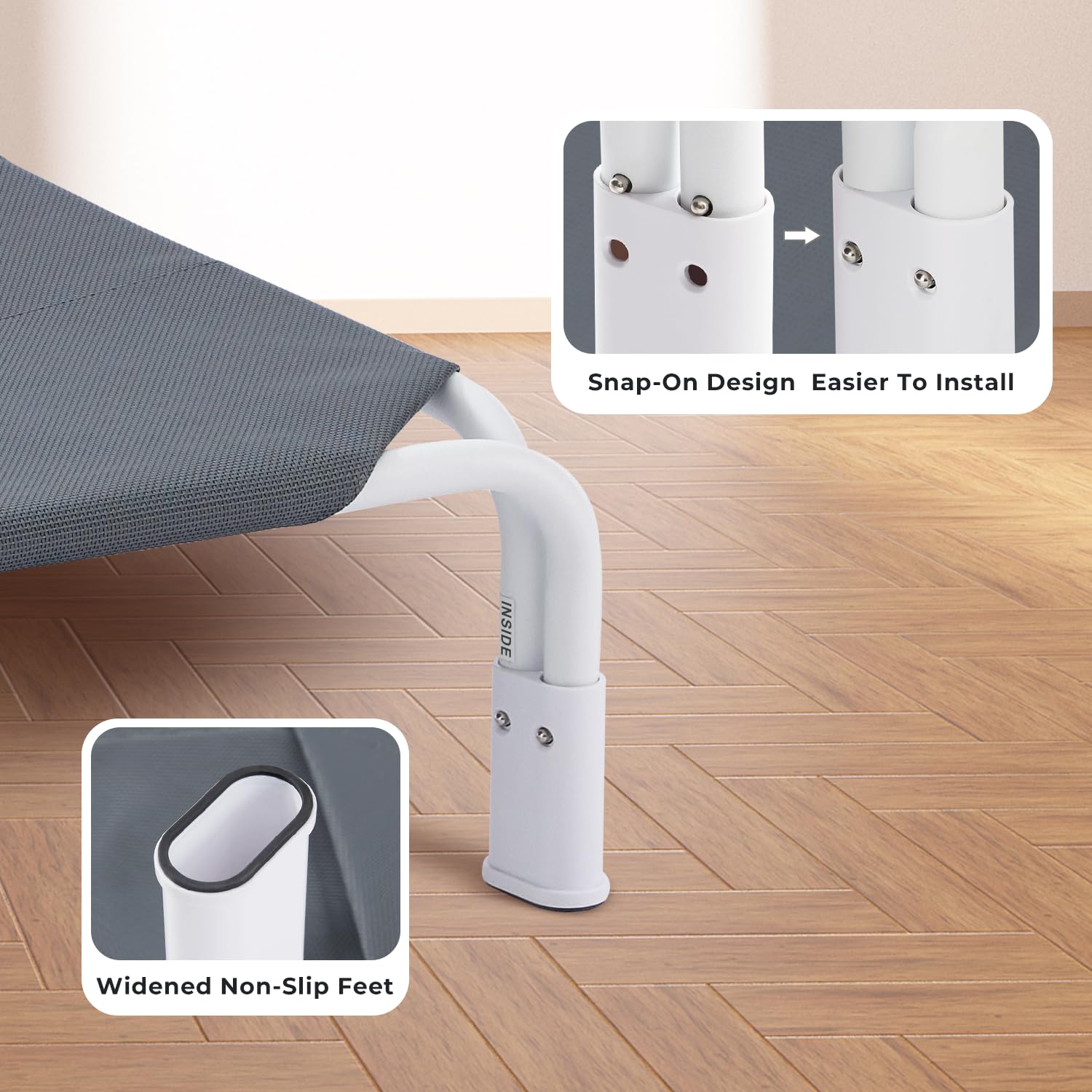 XL Elevated Dog Cot Bed Tool-Free Assembly - Outdoor Raised Dog Cooling Bed Frame for Large Pets, Summer Pet Hammock Off Ground with Non-Slip Feet & Waterproof Teslin Mesh, 48x33 Inch - image 4