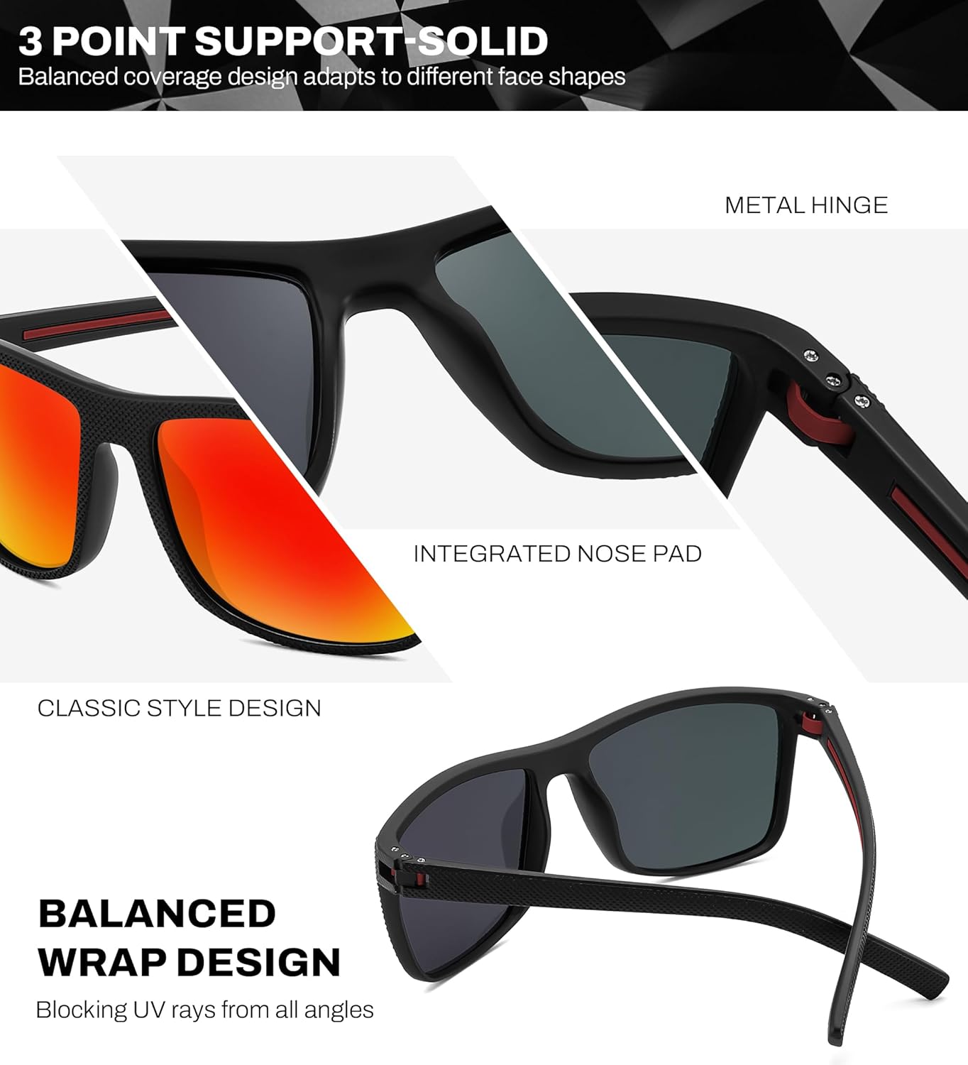 FEISEDY Polarized Sunglasses for Men and Women Lightweight Frame Sun Glasses with UV400 Protection for Driving Fishing B0301 - Image 3