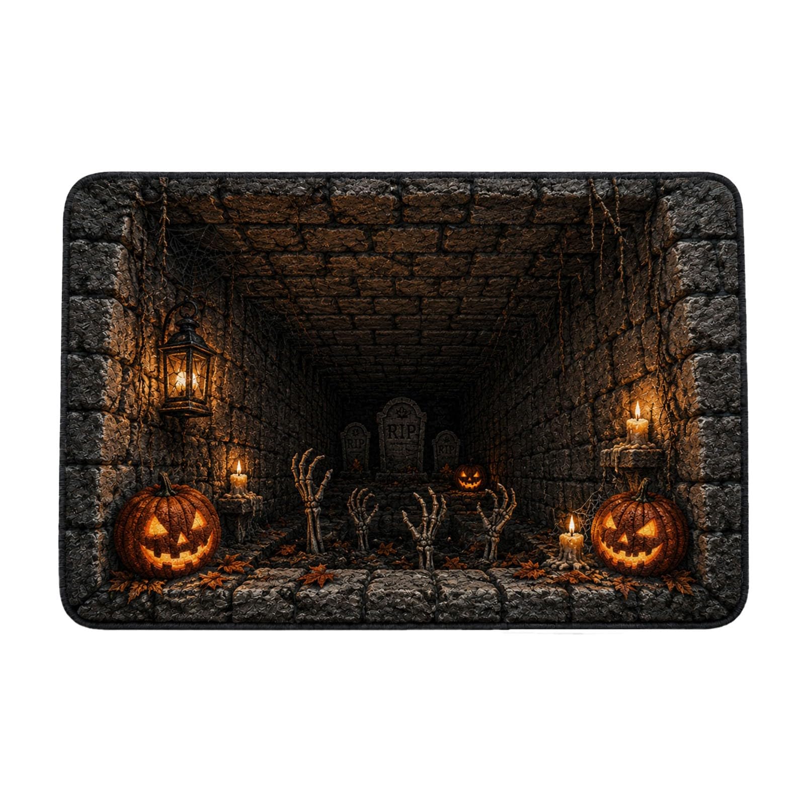 Halloween Decorations Halloween Door Mat 3D Optical Illusion Rug Spooky Front Door Decor Rectangle Round Pattern Carpet Non Slip Indoor Area Rug for Living Room Bedroom Outdoor Party Decor