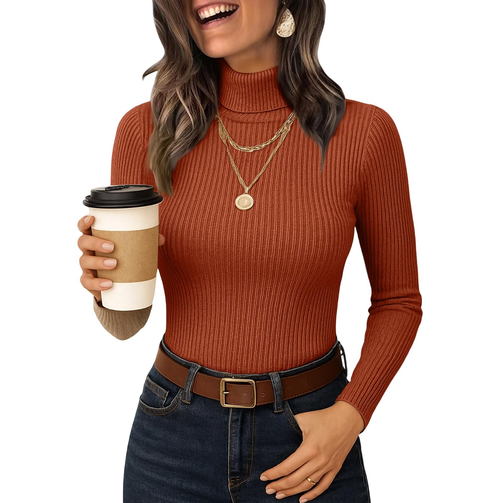 Turtleneck Sweaters for Women 2026 Spring Long Sleeve Knit Pullover Tops Loose Fit Casual Lightweight Soft Sweater
