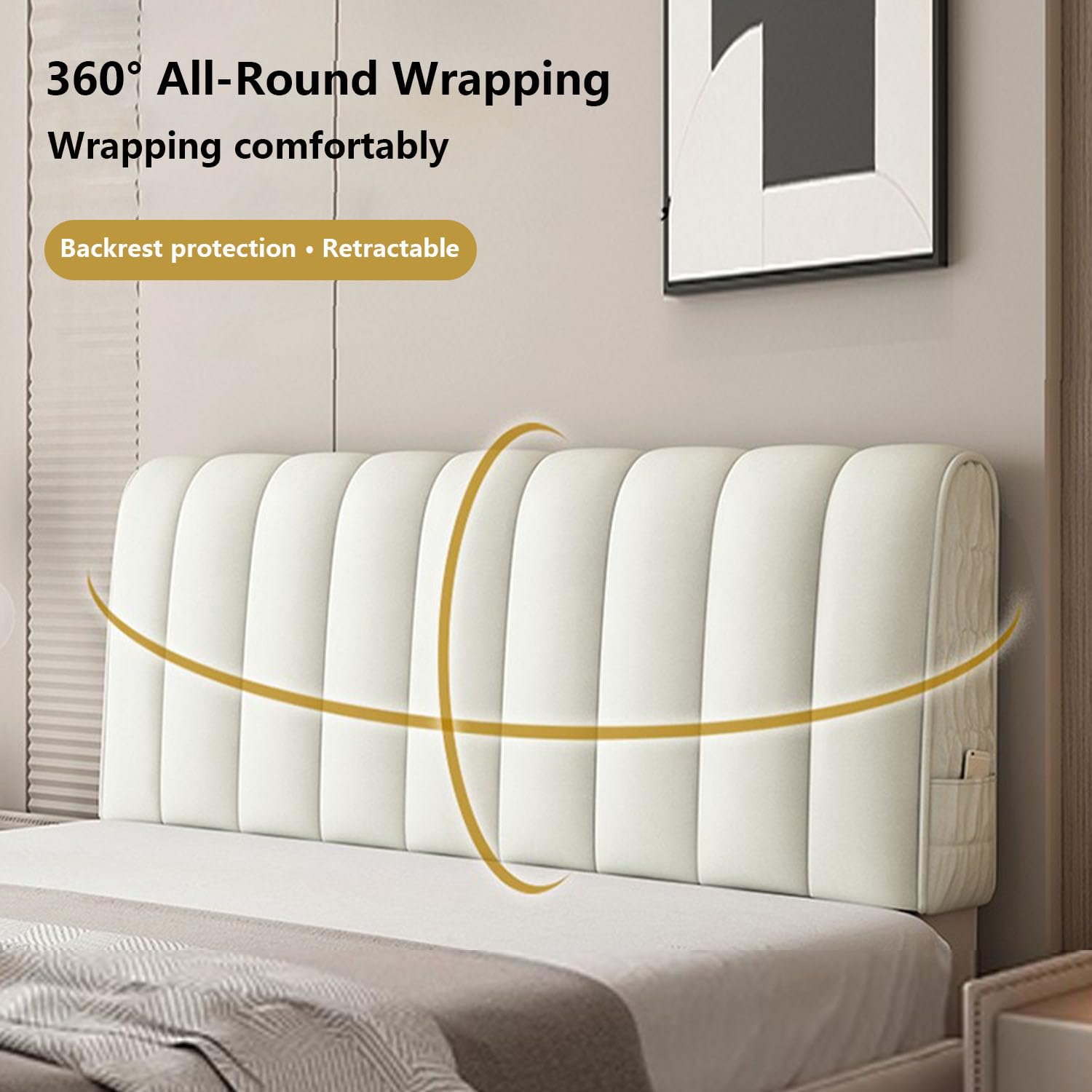 Housse Tete De Lit,Anti-PoussièRe Lavable Housse De Protection,Tissu en Cuir Extensible Matelassé éPaissir,Couvre-TêTe De Litpour Lit Double/Simple(160cm(B),Gray)