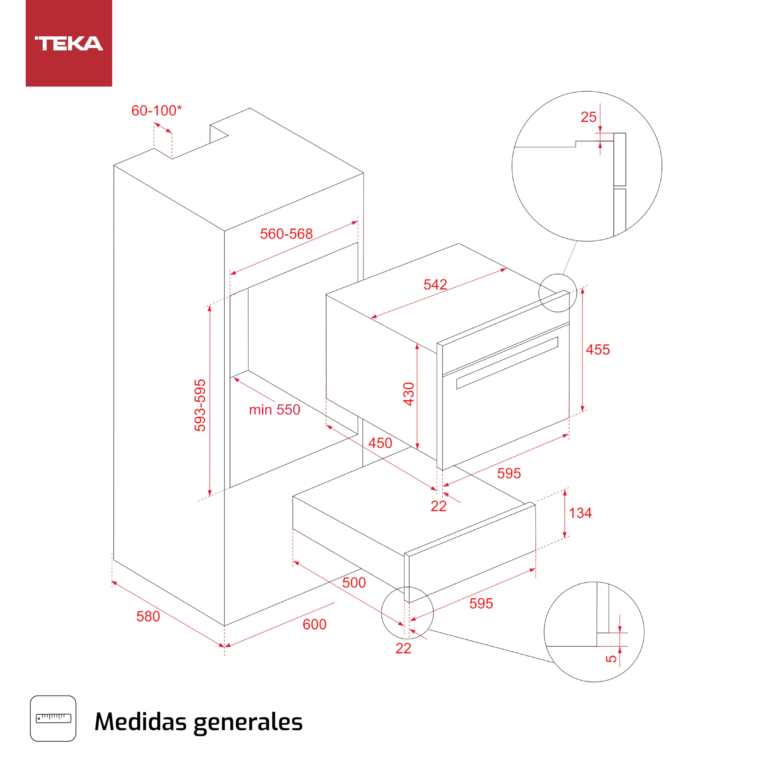 TEKA Wärmeschublade CP 15 GS 7 Fassungsvermögen für 6 Personen / Thermostat 30-80°C
