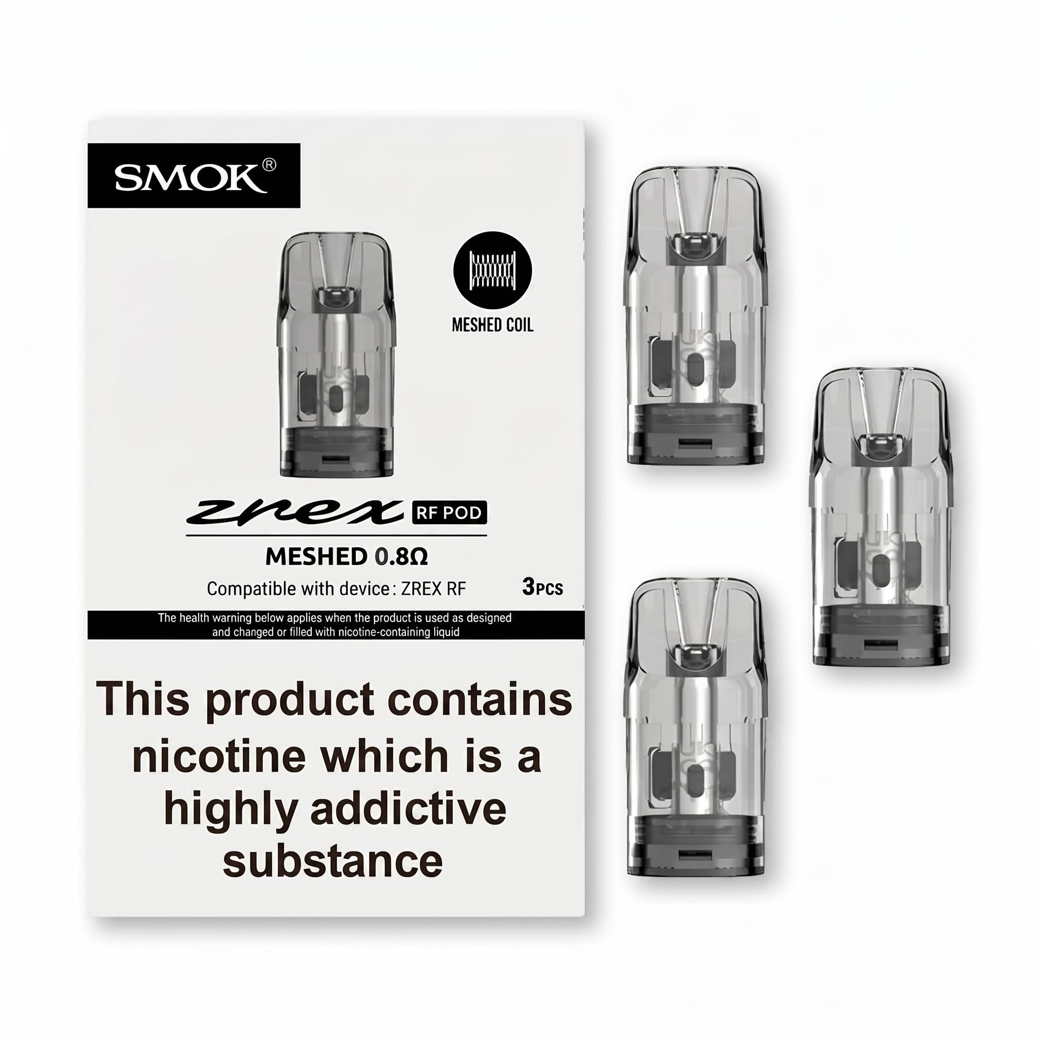 smok zrex coil SMOK ZREX RF Refillable Replacement Pod Cartridge 0.8 Ohm [Pack of 3]