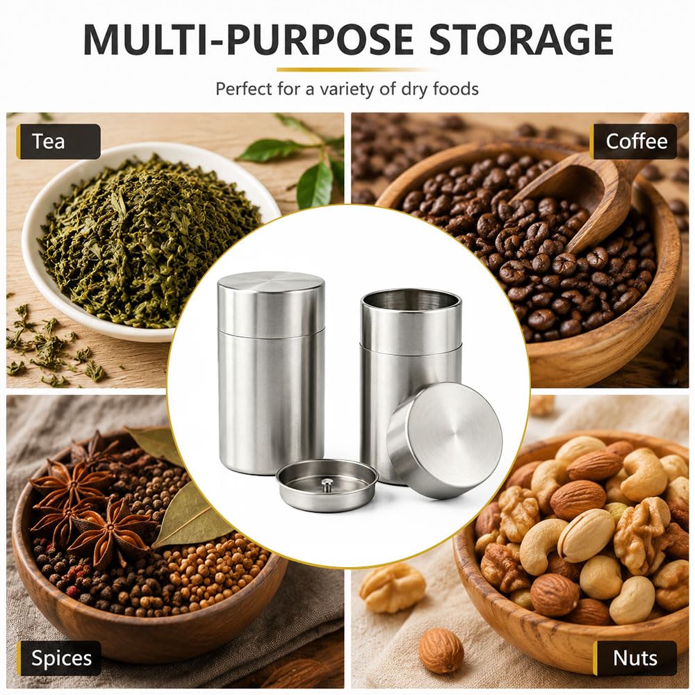 2Pezzi Barattoli Acciaioinox Cucina Sale Zucchero Caffè 650ml