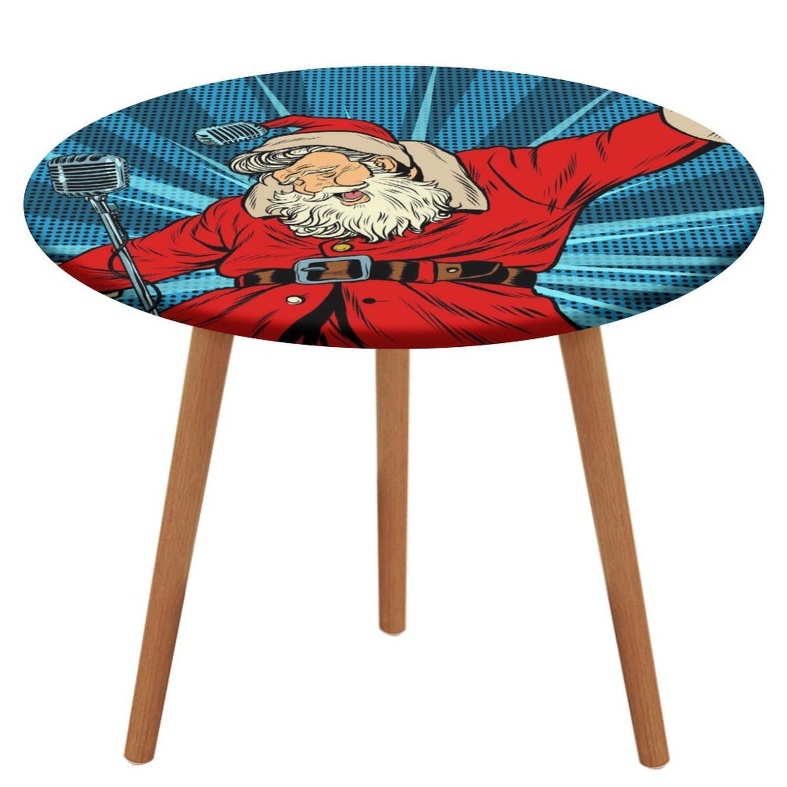MZGFAQ Santa Claus Round Table Cloth Waterproof Circular Table Cover For Picnic Patio Outdoor