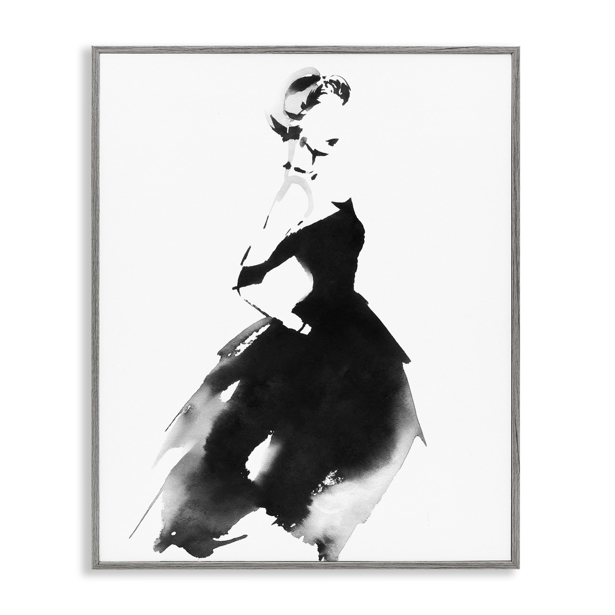 Stupell Industries Farmhouse Gray (Textured) Shadow Waltz Silhouette Glam Portrait, 16 X 20 Inch Framed Giclée Print