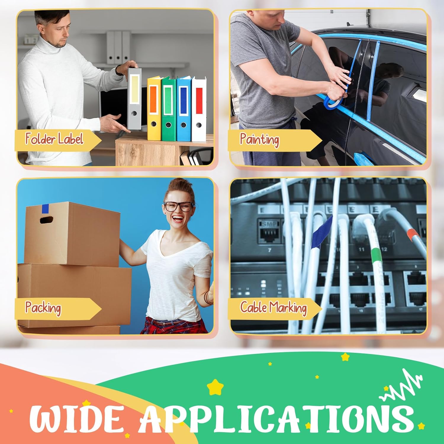 Cholemy Lab Labeling Tape Variety Pack 500 Inch Long x 3/4 Inch Width Laboratory Labeling Tape 5 Assorted Color Tape for Color Coding and Marking, Removable and Water Resistant (5 Rolls) - Image 6