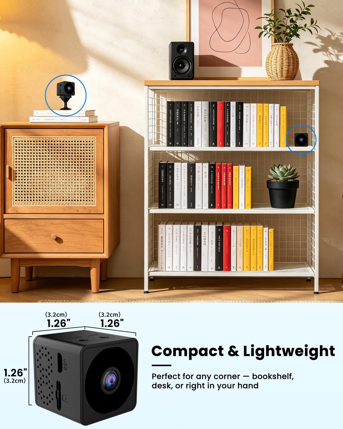 UCOCARE No WiFi Security Camera, 4K Mini Security Camera Works with or Without WiFi, Small Cameras for Home Security with Night Vision, Motion Detection, Cloud & TF Storage, for Indoor Outdoor