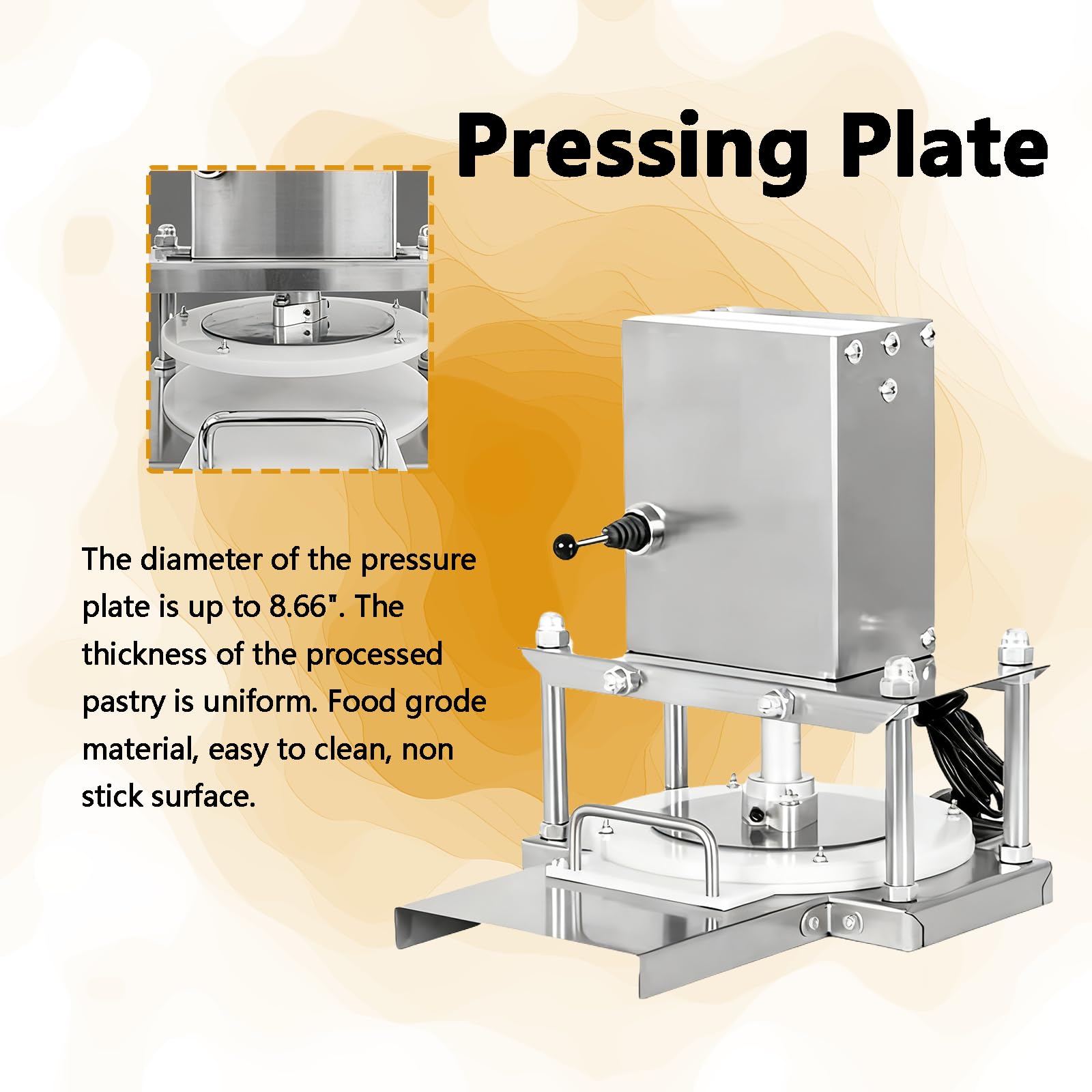 MáQuina Hacer Masa Pizza MáQuina De Prensado, Prensa Comercial para Pizza para Masa De Pizza De 22 Cm, Prensa Profesional para Pizza, Pasta, PanaderíA, Equipo De Cocina Comercial