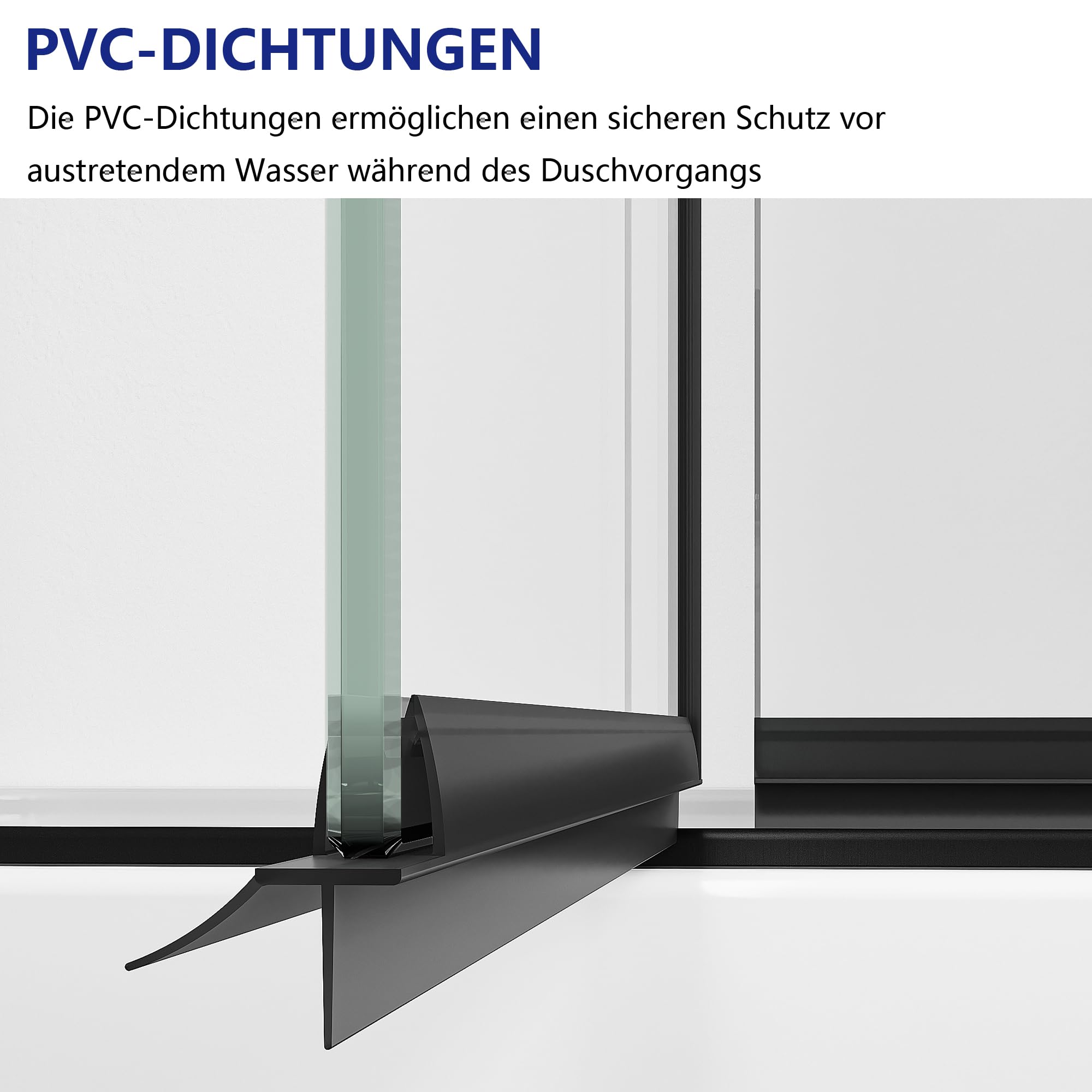 IMPTS Duschwand für Badewanne 140x140 cm Duschtrennwand Faltbare 3-teilig | 6 mm ESG Sicherheitsglas, Badewannenaufsatz 180º Faltbar, Rahmenloses Design, Transparentes Glas Schwarz