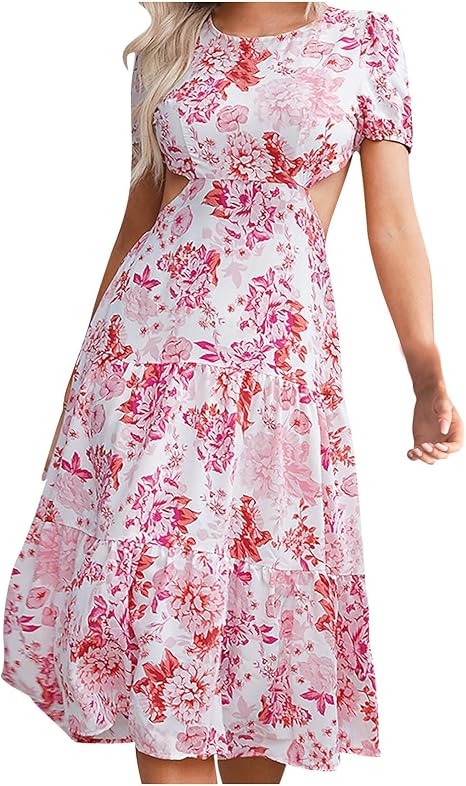 Floral Midi Dress Sundress 