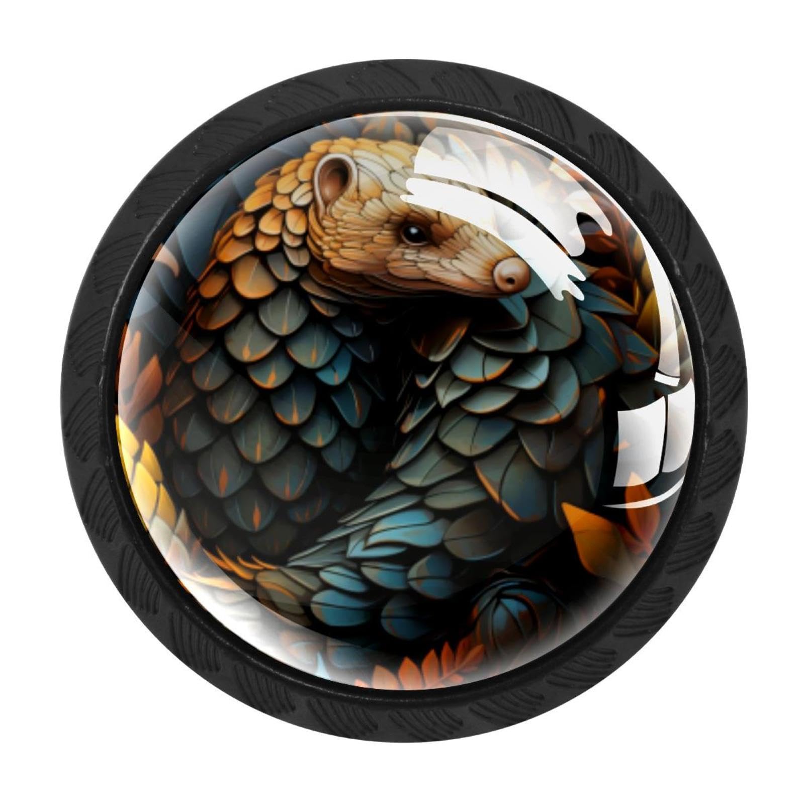 Chenzzzz Multicolored 18 4 Pieces Pangolin Drawer Knobs, 35Mm Black Kitchen Cabinet Knobs, Drawer Pulls And Knobs, Glass Cabinet Hardware Single Hole Knob For Cabinets And Drawers Round