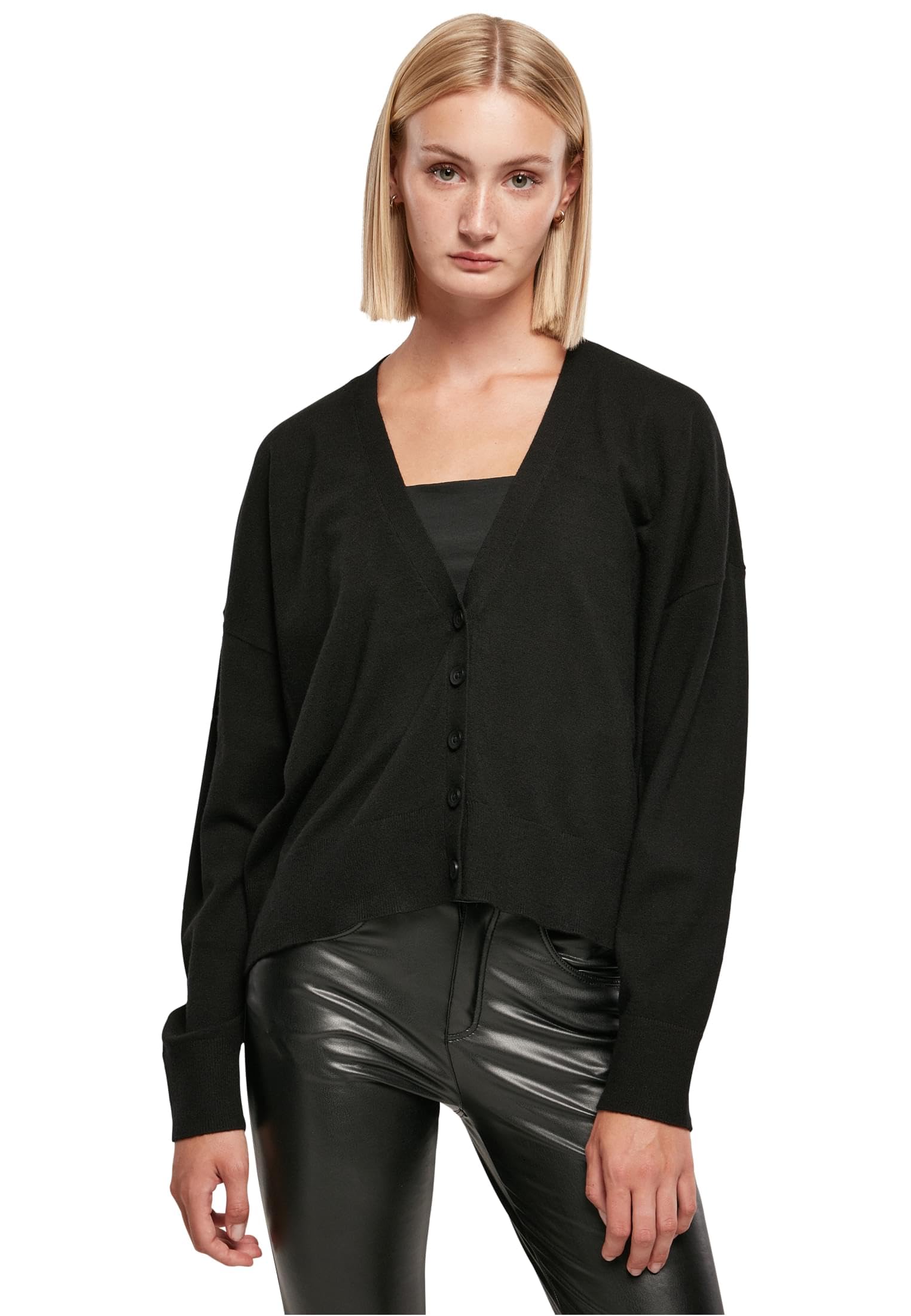 Urban Classics Women's Ladies EcoVero Oversized Cardigan Sweater, Black, XXL