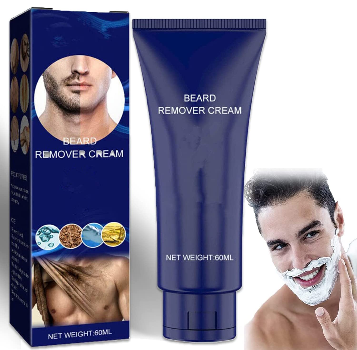 Men Per_manent - Crema depilatoria para hombre, crema depilatoria para hombres, crema depilatoria permanente, crema removedora de barba suave y natural, ideal para cara, piernas, brazos (talla única