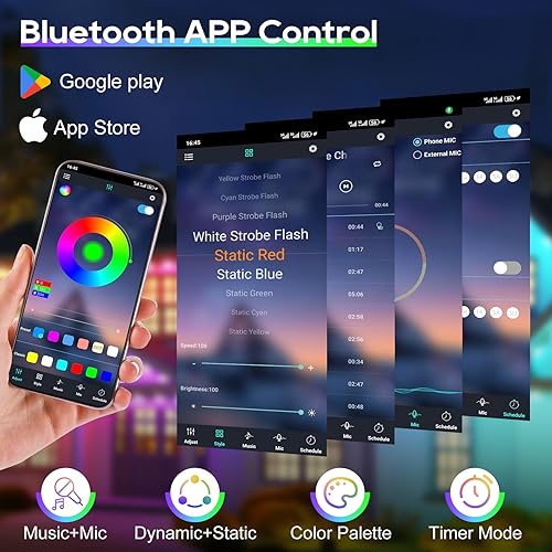 Miniatura 2 de Tira de luces LED de 500 pies, tira de luces LED para exteriores, impermeables, luces permanentes al aire libre para casa, aplicación Bluetooth,