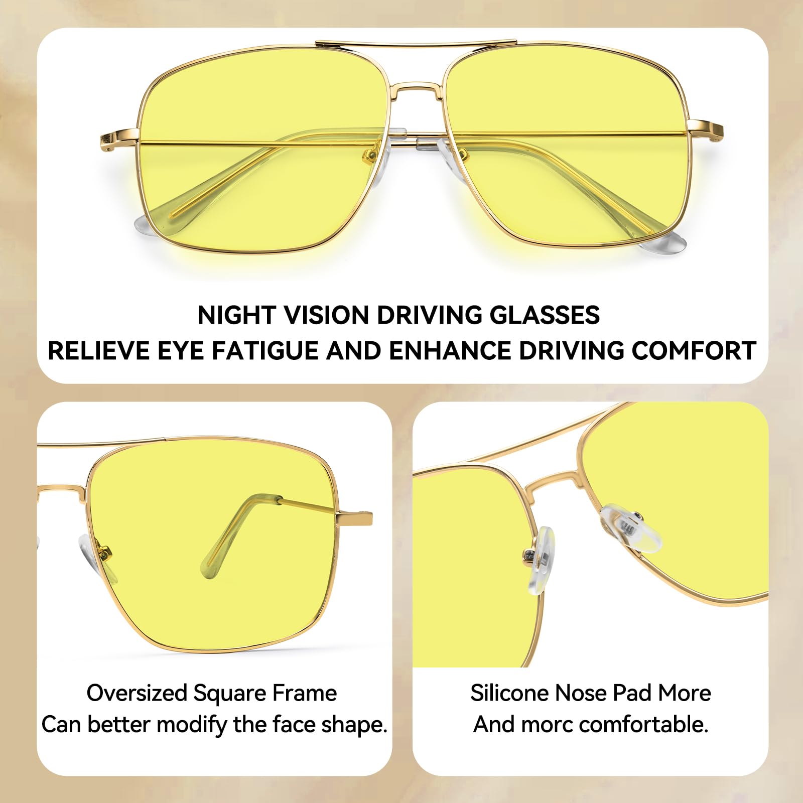 Dollger Klassische Quadratisch Brille Klare Linse Brille Metallbrille Nicht verschreibungspflichtige Brille für Damen und Herren