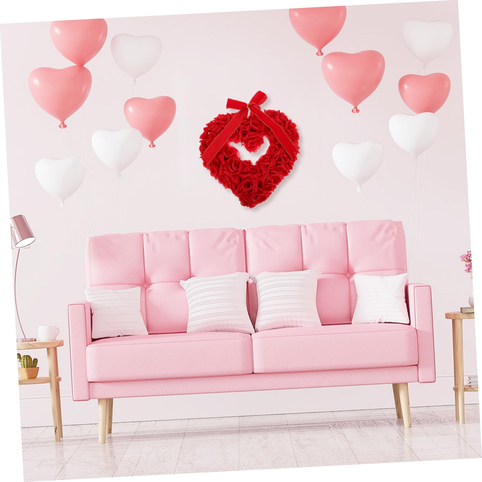 TOPBATHY Guirnalda de Rosas Románticas con Forma de Corazón para El Día de San Valentín para Puerta de Entrada Decoración de Bodas Y Fiestas