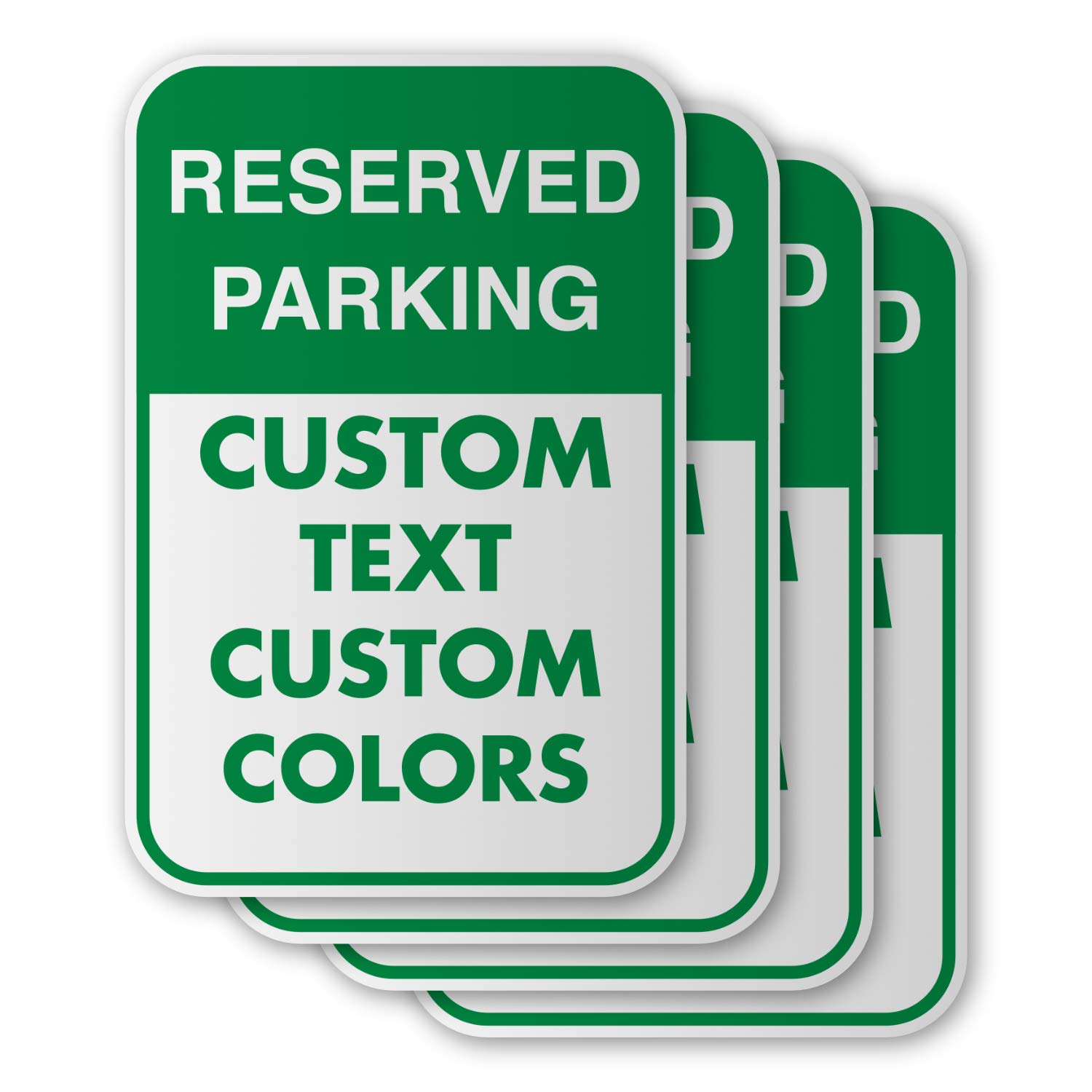 Custom “Reserved Parking” Sign | 12”W x 18” H (4 pcs) | Metal (Aluminum) | Personalized Text/Message