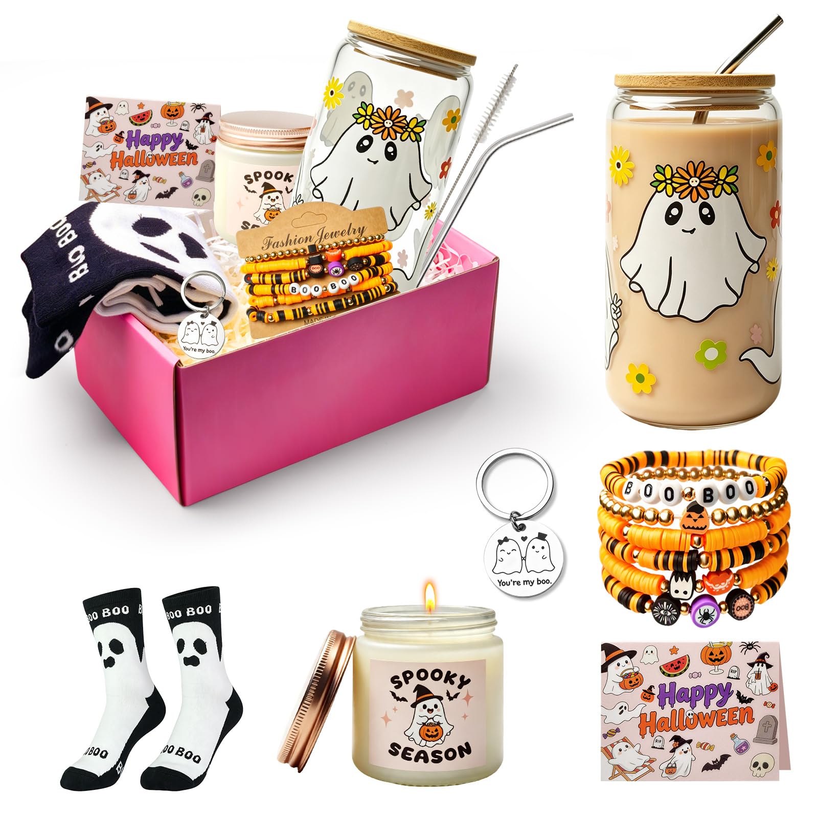 Boo Basket Stuffers 7-in-1 Halloween Gifts Set for Women (Boo Basket)