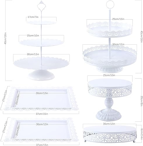 Miniatura 3 de GMWD Juego de soportes de metal para tartas, mesa de postres, pedestal, soporte para cupcakes, plato de dona, bandeja de servir para decoración de
