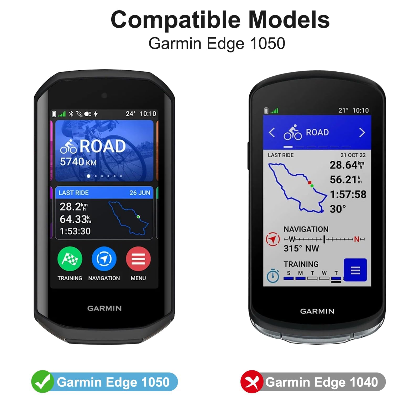 Custodia per Garmin Edge 1050 + 2 Fogli di Protezione, Custodia in Silicone Morbido Antishock per GPS Bici Ciclismo Touring, Protezione Completa Della Cassa per Garmin Edge 1050, Nero