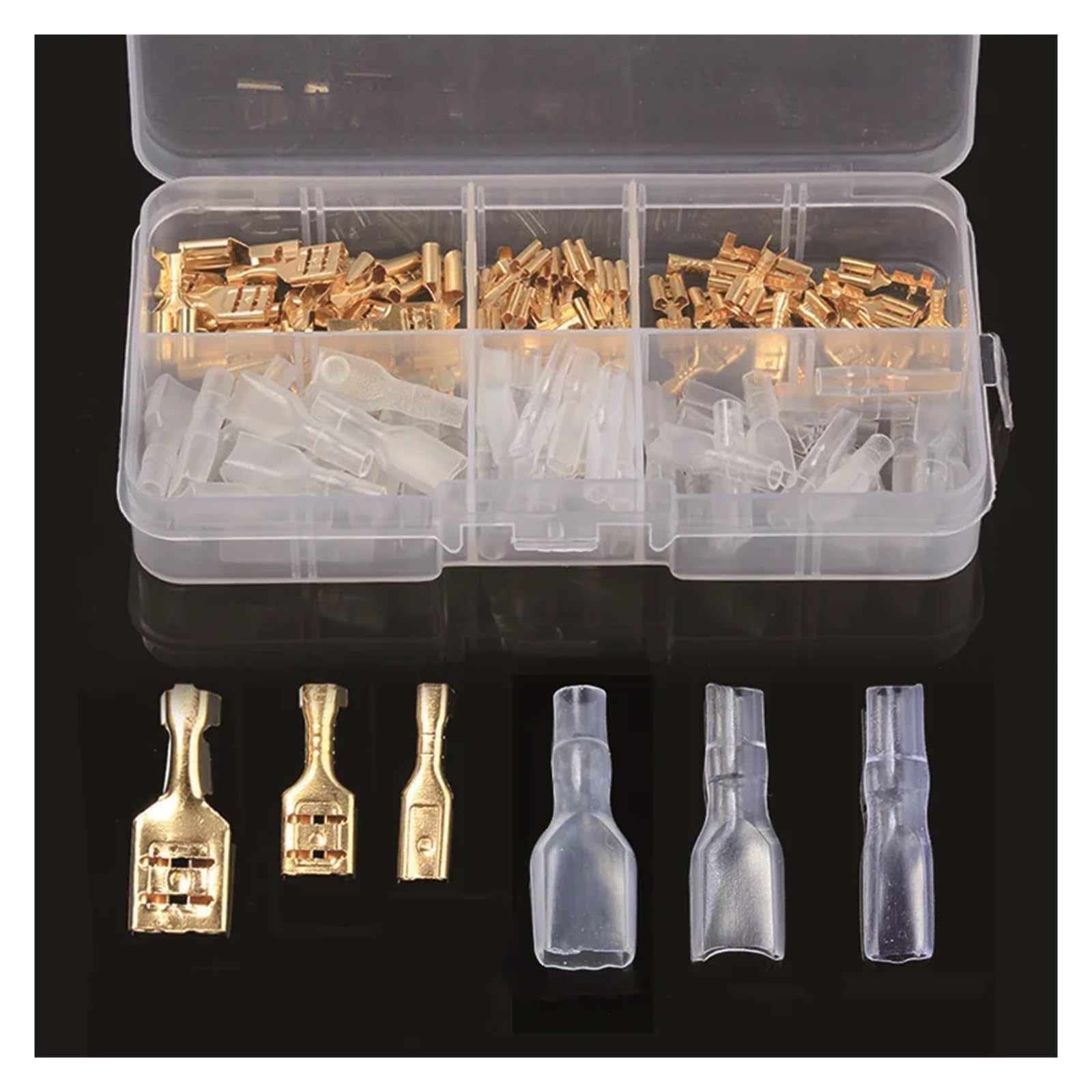 BKGWCSOR 120pcs 2.8/4.8/6.3mm Crimp Terminals Female Spade Terminals Insulated Seal Electrical Wire Connectors With Insulating Sleeve