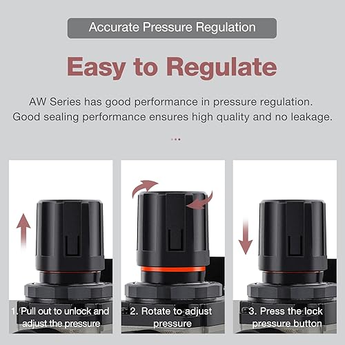 Miniatura 2 de SNS 14 ''NPT Compresor de Aire Comprimido Filtro de Presión Regulador Piggyback Combo  Cuenco de polietileno con protector de metal, drenaje