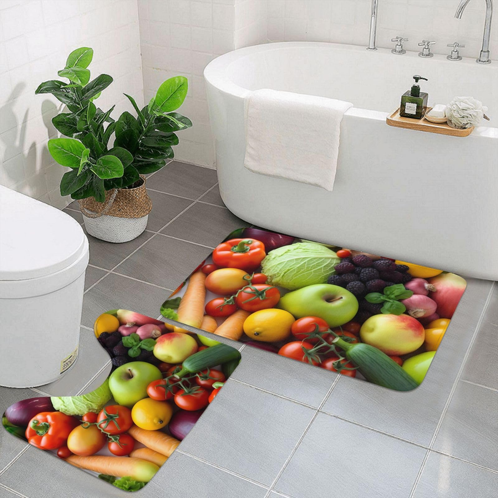 Tapis de bain absorbant en U microfibre antidérapant lot de 2