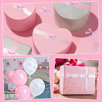 Mini Pink Bows Decor - 100pcs Tiny Bows for Crafts Wedding Party Decorations Gift Wrapping Supplies Satin Bow in Bulk