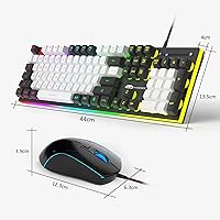 Vista 7 de MageGee GT838 - Combo de teclado y mouse para juegos, 104 teclas RGB retroiluminados silenciosos con cable para computadora portátil, PC MAC