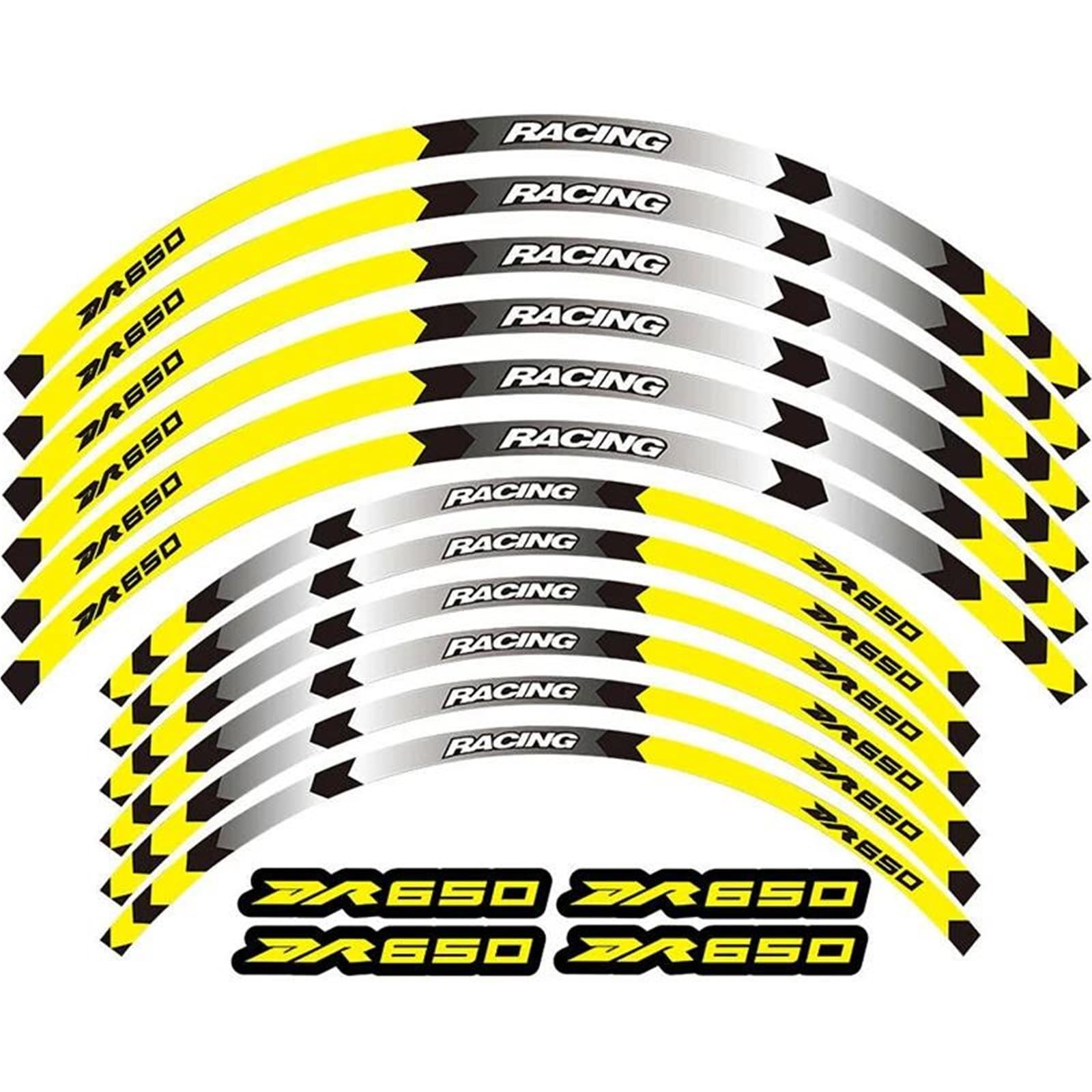 Decorative Stickers Motorcycle 18inch Wheel Sticker Decal Reflective Rim for Suzuki DR650S 2015-2021 2020 2019 2018 2017 2016(Yellow)