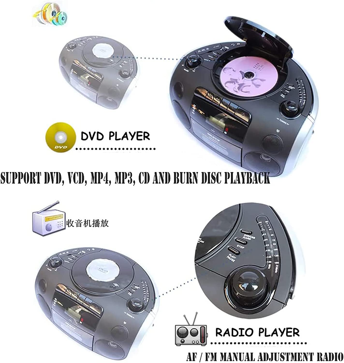 Amazon.co.jp: ポータブルCDラジカセ、カセットテープレコーダー