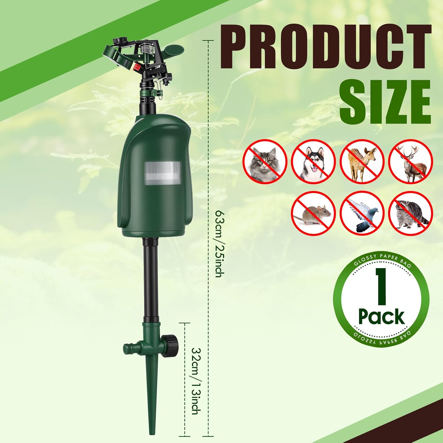 Qualirey 1 Pack Motion Activated Sprinkler Motion Activated Cat Deterrent Deer Repellent Animal Deterrent Devices for Garden Outdoor