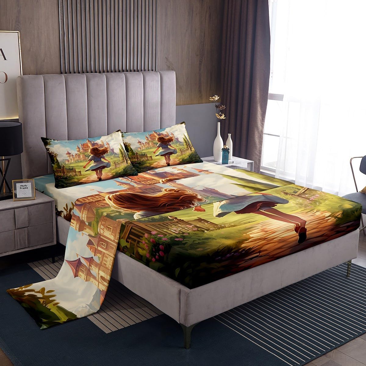 Feelyou King Size Piano Bed Sheets Boys Girls Musical Sheet Set for Kids Music Theme Bed Set Blue Sheets 4Pcs,1 Fitted Sheet+2 Pillow Sham+1 Flat Sheet