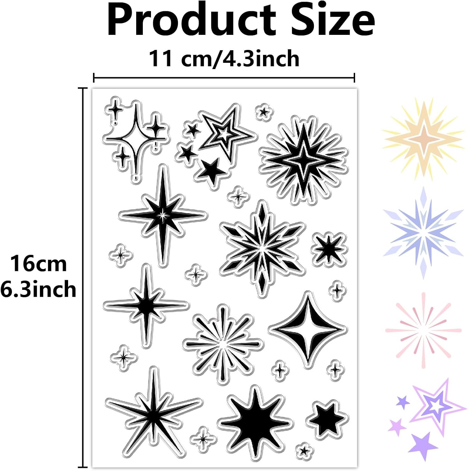CRASPIRE Twinkle Star Clear Rubber Stamps Hexagram Six Pointed Retro Vintage Reusable Transparent Silicone Stamp Seals for Journaling Card Making Scrapbooking Photo Album Decorative DIY