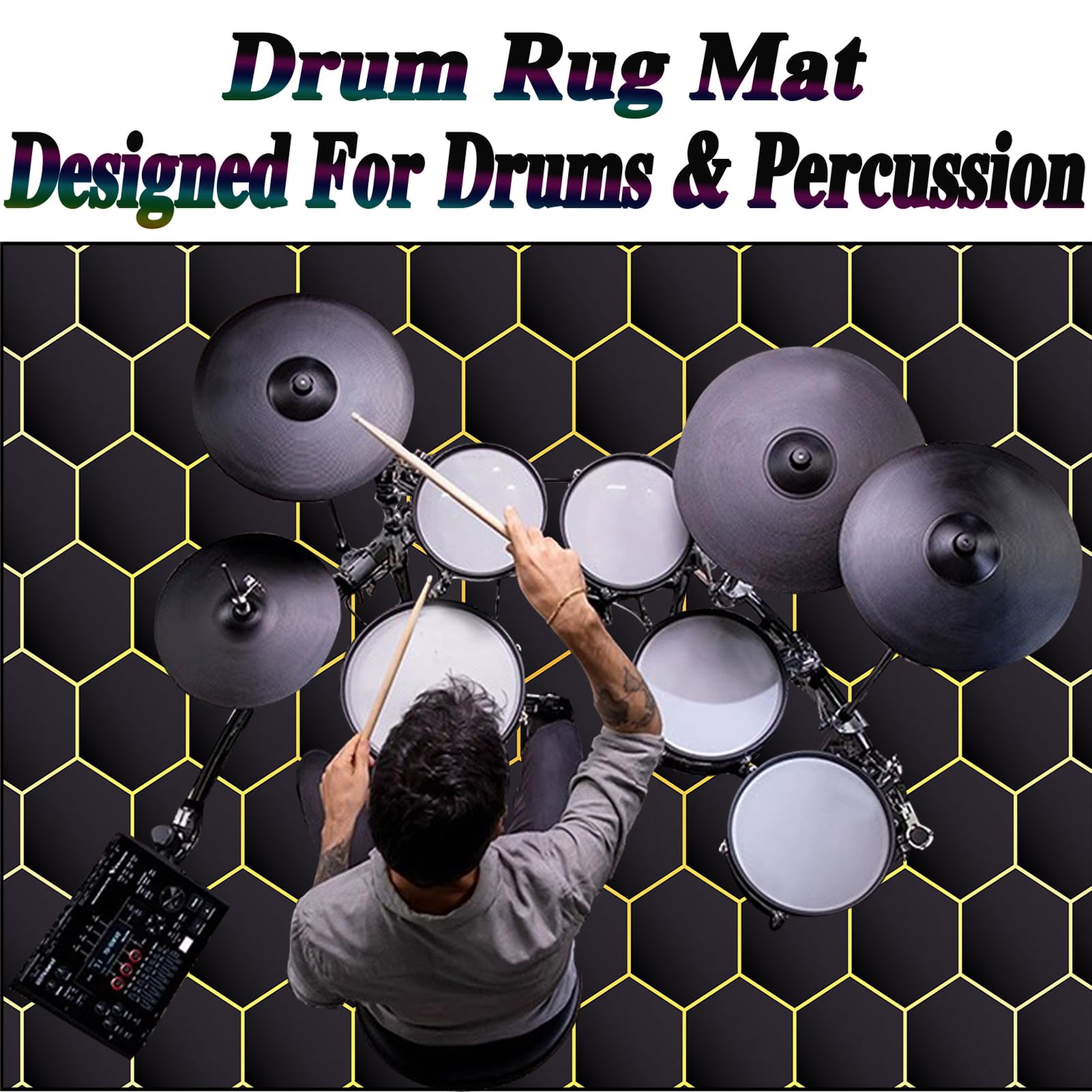 Schlagzeugteppich Schallschutz Akustik Teppich rutschfest Drum Matte Schalldicht Drum Teppich Schallschutzdecke für Bass Drum Snare Drum Instrumente Teppich Schlagzeug Teppich 150 x 120 cm